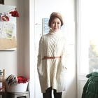 BBon-J - Set: Turtleneck Cable-Knit Sweater + Belt
