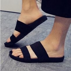 NOVO - Plain Elastic Flat Slide Sandals NOVO - Plain Elastic Flat Slide Sandals