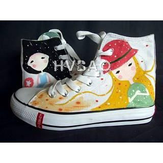 'Two Long-Haired Girls' High-Top Sneakers 'Two Long-Haired Girls' High-Top Sneakers