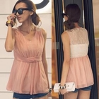 PUFFY - Pleated Lace Back Sleeveless Top