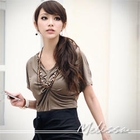 Melissa - Ruched-Side V-Neck Long Top
