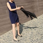 Getme - Dual-Pocket Sleeveless Dress