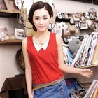Ringnor - Contrast-Collar Chiffon Tank Top