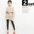 Beccgirl - Set: Sheer Tunic Dress + Leggings
