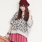 ZOO - Dolman-Sleeve Leopard-Print Pullover