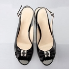 Moonbasa - Bow-Accent Open-Toe Slingback Pumps