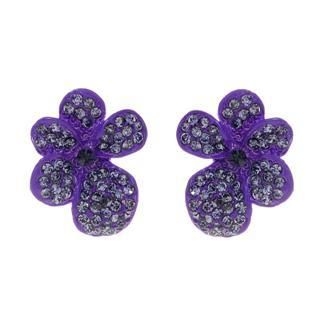 Purple Flower Earrings with Swarovski Crystal