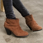 Ni-kiyo - Genuine Leather Shirred Ankle Boots