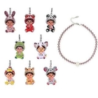 Atelier - 8mm Mauve Crystal Pearls Choker with Animal MCC Monchhichis with Animal MCC Monchhichi