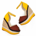 Grace Candy - Contrast-Color Espadrille Wedges