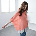 D.P-Shop - Set: Dotted Chiffon Blouse+Tank Dress
