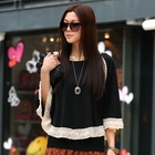 SOHO Central - Crochet-Trim Fringed-Hem Cape Top