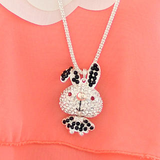 Rhinestone Rabbit Necklace