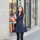 REDOPIN - Sleeveless Peplum Trench Coat