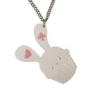 Sweet & Co. - XL Sweet White Bunny Cupcake of Heart Silver Long Necklace