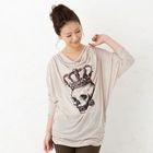 ageha@shibuya - Drape-Front Skull-Printed Top