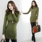 Jcstyle - Turtleneck Ribbed Dress