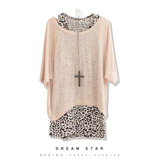 Set: Scoop-Neck Top+Leopard Tank Top