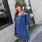 CLICK - Jeweled Bow-Accent Knit Top