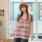 CLICK - Boatneck Patterned Knit Sweater