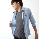 Monkey Shop - Check Cuffed 3/4-Sleeve Shirt