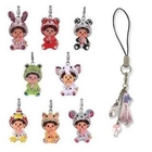 Atelier - Purple Pink Star Crystal Mobile Strap with Animal MCC Monchhichi