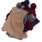 midnightCOCO - Pompom-Accent Knit Scarf