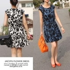 Getme - Patterned Cap-Sleeve Dress