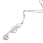 Keleo - 18K White Gold Pendant with Diamonds and Pink Sapphire