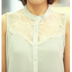 REDOPIN - Sleeveless Sequined Lace-Trim Blouse