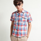 Free Shop - Short-Sleeve Dual-Pocket Plaid Shirt