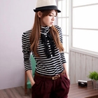 CatWorld - Ruffle-Trim Turtleneck Striped Top