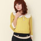 ZOO - Contrast-Collar Buttoned Chiffon Top