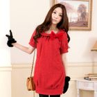 Tokyo Fashion - Short-Sleeve Bow-Accent Dotted Tunic