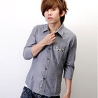 SeventyAge - Zebra Print Trim 3/4-Sleeve Shirt