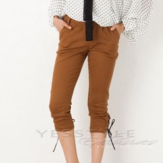 Lace-Up-Hem Cropped Pants