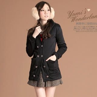 Double-Breasted Hooded Coat With Sash