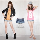 Kiwi Shop - Tie-Waist Distressed Denim Shorts