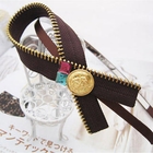 Fit-to-Kill - Zipper Bow Hair Hook With Crystal -Brown