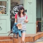 REDOPIN - Contrast-Trim Patterned Pocket T-Shirt