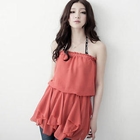 D.P-Shop - Ruffled-Hem Chiffon Tube Top
