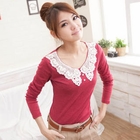 CatWorld - Crochet-Neckline Buttoned Top