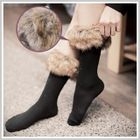 Clair Beauty - Faux-Fur Trim Socks