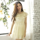 Tokyo Fashion - Pleated-Collar Chiffon Minidress