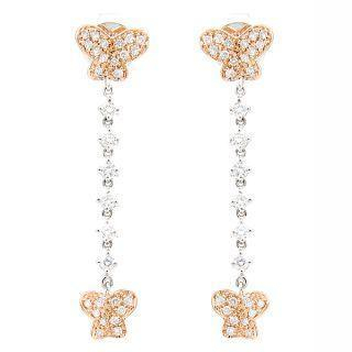 18K White & Rose Gold Dangling Earrings with Diamonds 18K White & Rose Gold Dangling Earrings with Diamonds
