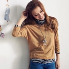 OrangeBear - Long-Sleeve Turtleneck Patterned Top