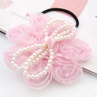 Fit-to-Kill - Multifunctional chiffon pearl bow hair band + hair pin + brooch -pink Fit-to-Kill - Multifunctional chiffon pearl bow hair band + hair pin + brooch -pink