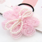 Fit-to-Kill - Multifunctional chiffon pearl bow hair band + hair pin + brooch -pink