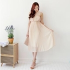 SUVINSHOP - Accordion-Pleated Chiffon Dress
