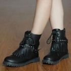 Lane172 - Fringed Lace-Up Short Boots